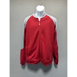 Cbuk By Cutter & Buck Mens Red Long Sleeve Pop Fly Fleece Full Zip Jacket Size L